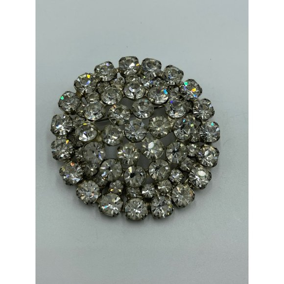 Vintage Unsigned High End Rhodium Plated & Rhinest - Picture 1 of 5